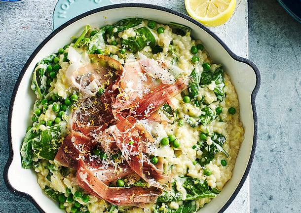 Fixes Risotto-Double mit Schinken-Käse-Topping Rezept