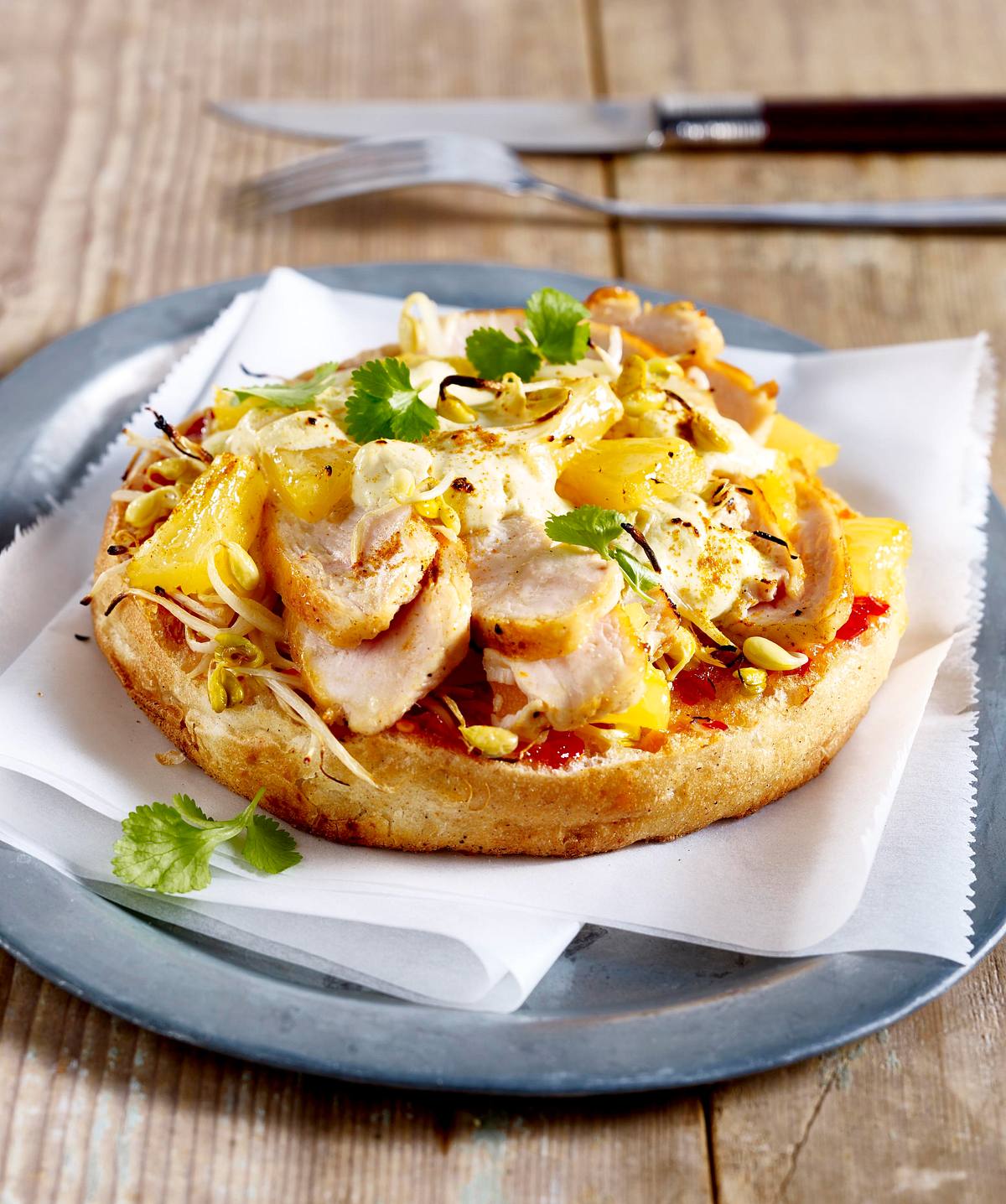 Fladenbrotpizza asiatische Art Rezept