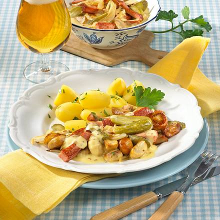 Fleischkäse à la Stroganoff Rezept Fleischkäse à la Stroganoff Rezept