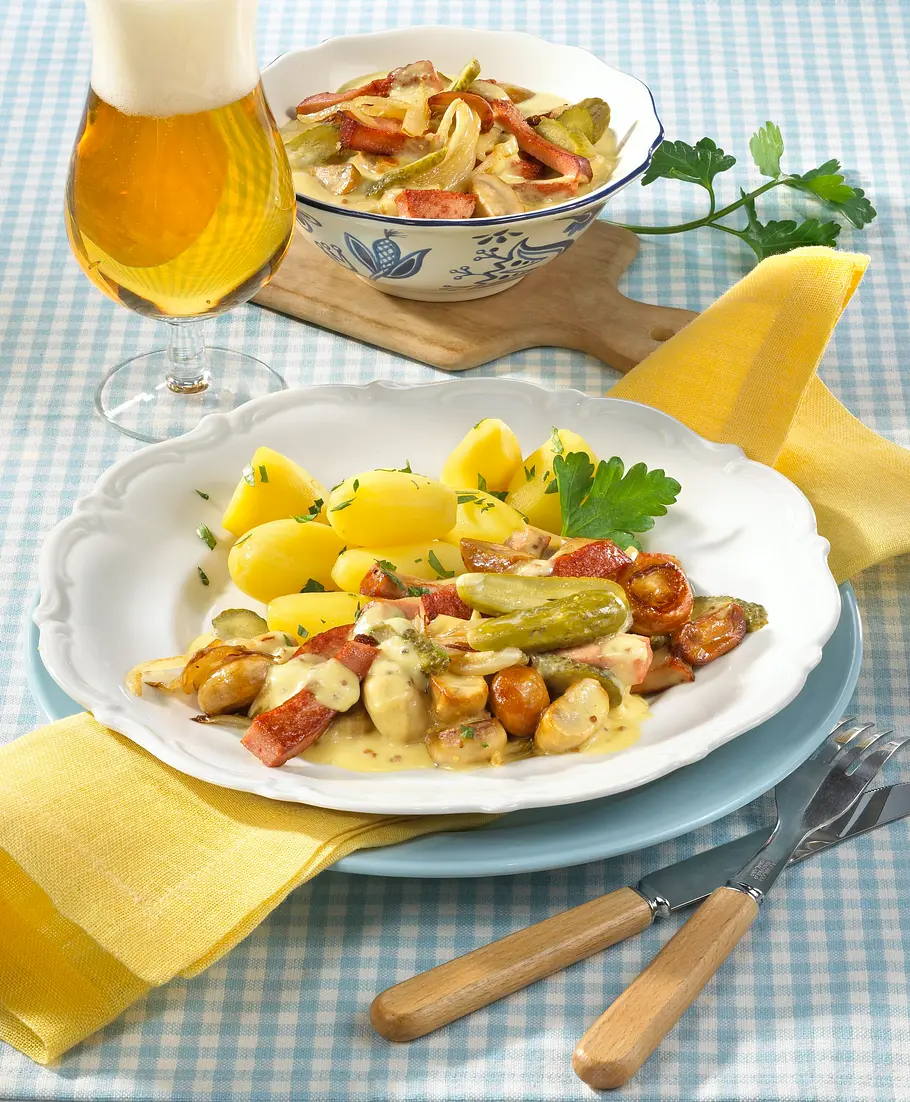 Fleischkäse à la Stroganoff Rezept Fleischkäse à la Stroganoff Rezept