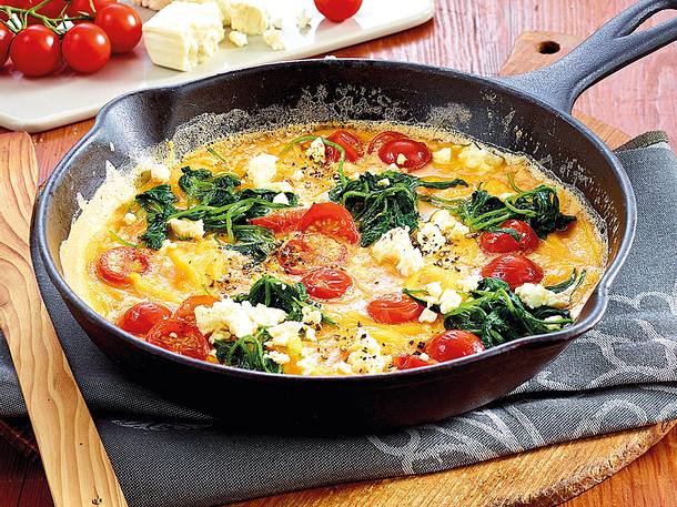 Flotte Spinatfrittata mit Feta Rezept Flotte Spinatfrittata mit Feta Rezept