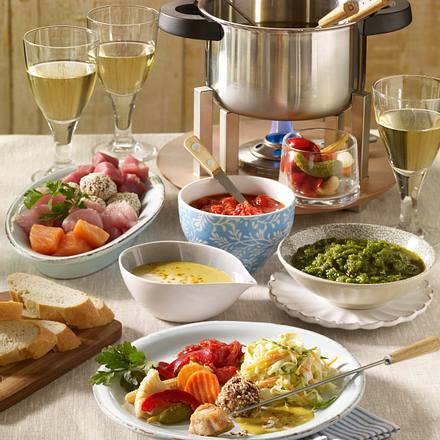 Fondue mit dreierlei Soßen Rezept