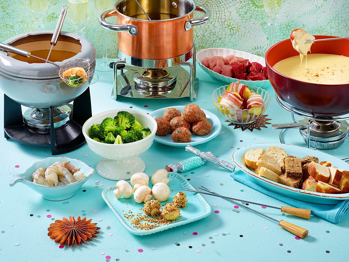 Fondue-Zutaten für verschiedene Fondue-Arten