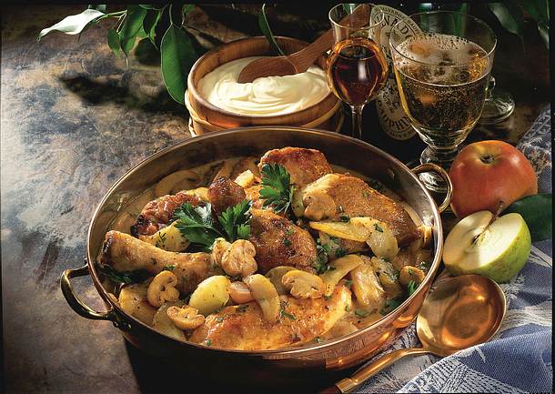 Französisches Calvados- Hähnchen Rezept