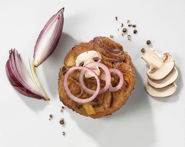 Frikadellen mit rosa Champignons und roten Zwiebeln Rezept Frikadellen mit rosa Champignons und roten Zwiebeln Rezept