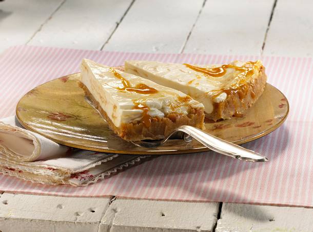 Frischkäsekuchen mit Karamell Rezept Frischkäsekuchen mit Karamell Rezept