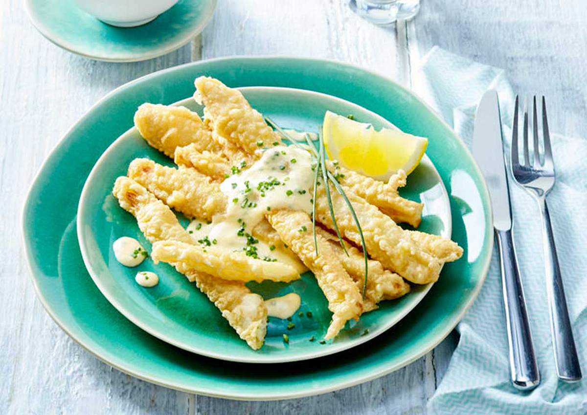 Frittierter Spargel mit Schnittlauchsoße Rezept