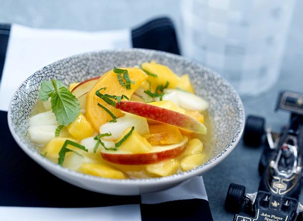 Fruchtgrütze mit Mango, Melone und Kaki Rezept Fruchtgrütze mit Mango, Melone und Kaki Rezept