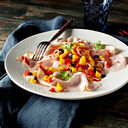 Fruchtig-scharfes Puten-Carpaccio Rezept Fruchtig-scharfes Puten-Carpaccio Rezept