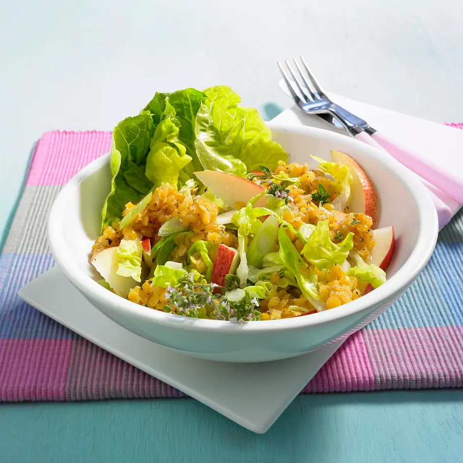Fruchtiger Linsen-Salat mit Thymian-Vinaigrette Rezept Fruchtiger Linsen-Salat mit Thymian-Vinaigrette Rezept