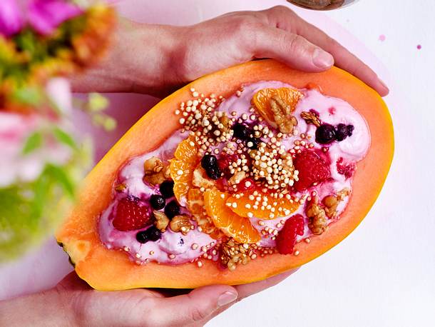 Fruchtiger Morgengruß „Papaya Sunrise“ Rezept Fruchtiger Morgengruß „Papaya Sunrise“ Rezept