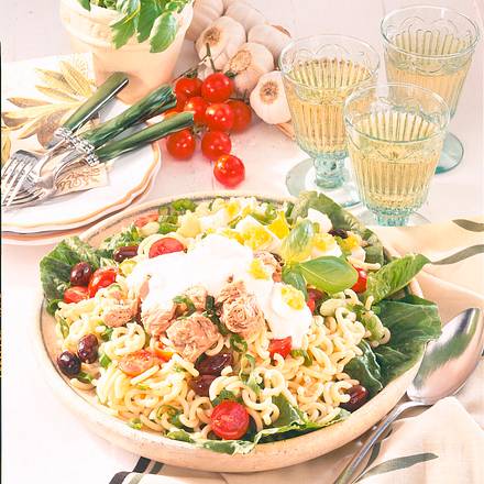 Gabelspaghetti-Salat mit Thunfisch Rezept Gabelspaghetti-Salat mit Thunfisch Rezept