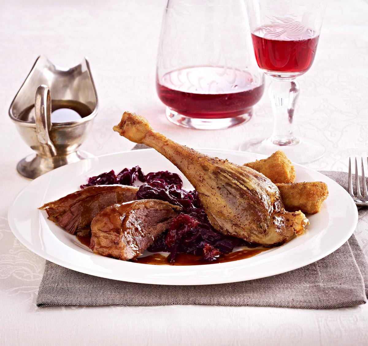 Gans mit Maronen-Kroketten und Feigen-Rotkohl Rezept