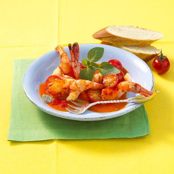 Garnelen in Tomaten-Safran-Soße Rezept Garnelen in Tomaten-Safran-Soße Rezept