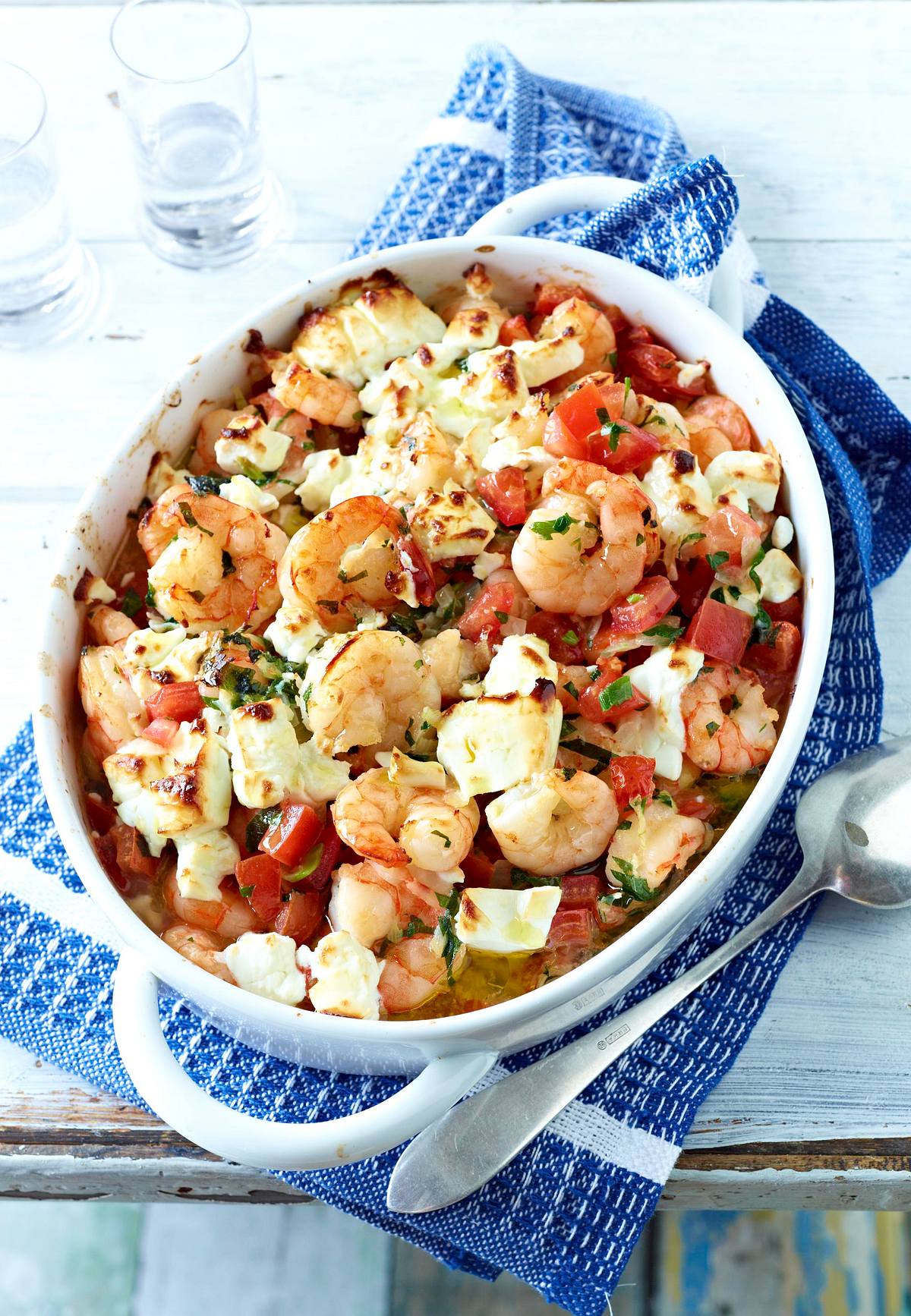 Garnelen mit Feta (Shrimps Saganaki) Rezept