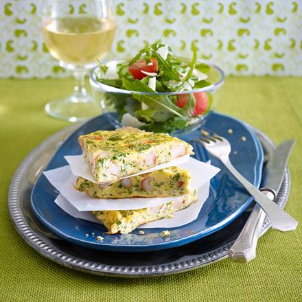 Garnelen-Omelett zu Rauke-Salat Rezept Garnelen-Omelett zu Rauke-Salat Rezept