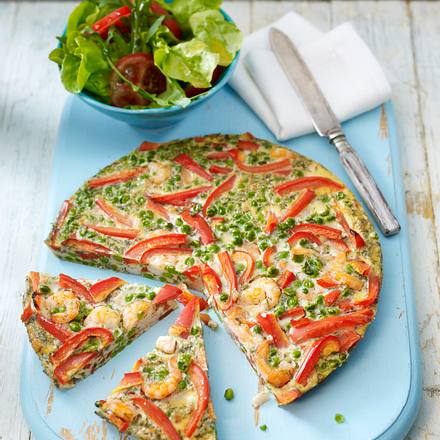 Garnelen-Paprika-Frittata mit Erbsen und Paprika Rezept Garnelen-Paprika-Frittata mit Erbsen und Paprika Rezept