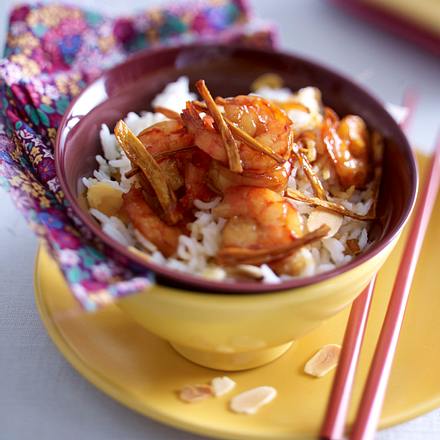 Garnelenpfanne mit karamellisiertem Ingwer Rezept Garnelenpfanne mit karamellisiertem Ingwer Rezept