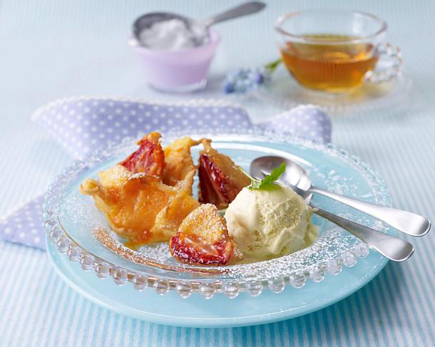 Gebackene Erdbeeren und Melonen mit Vanilleeis Rezept