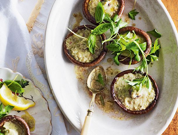 Gebackene Portobellopilze mit Frischkäse Rezept Gebackene Portobellopilze mit Frischkäse Rezept