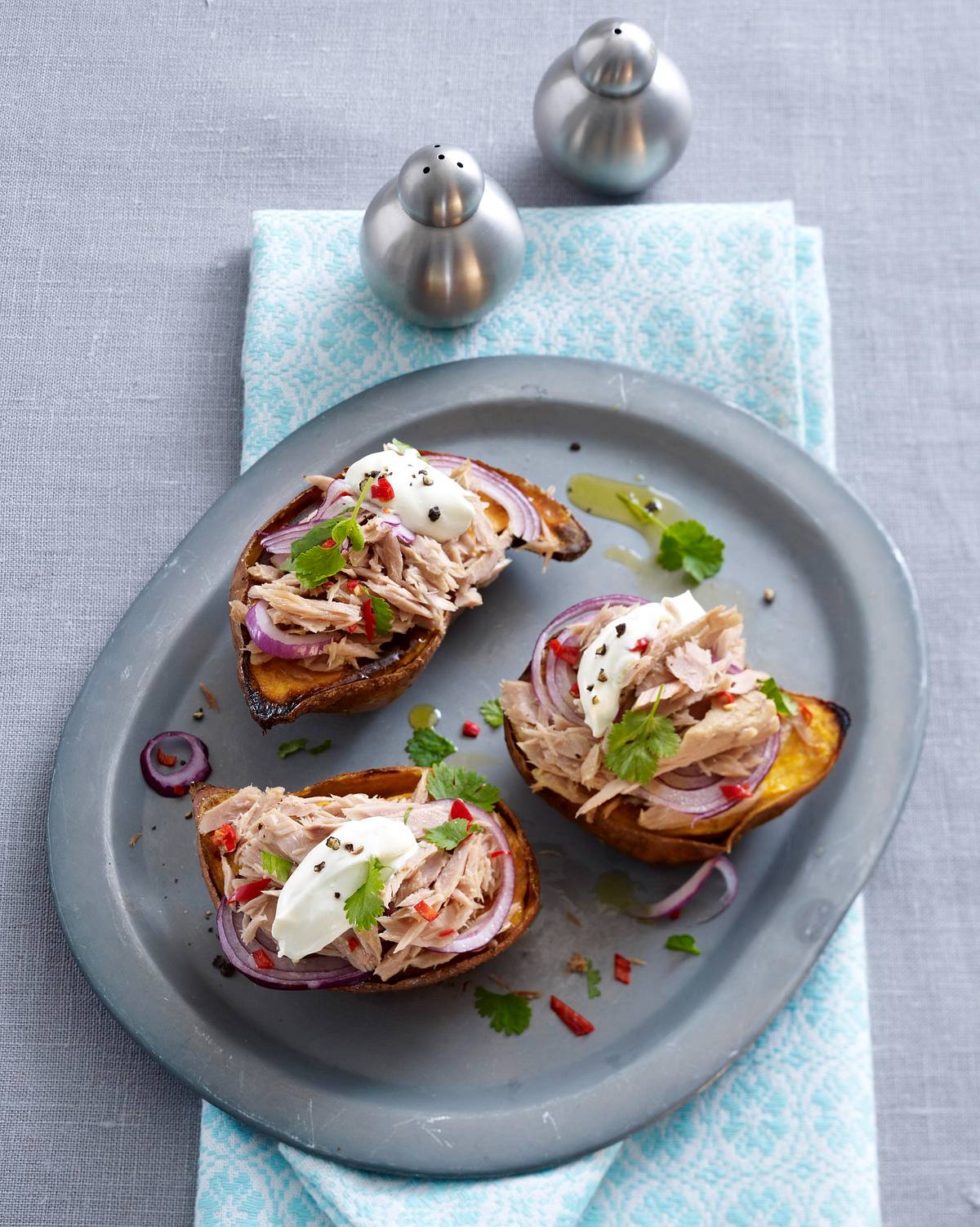 Gebackene Süßkartoffeln mit Thunfischsalat Rezept