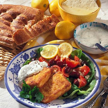 Gebackener Feta-Käse mit Tsatsiki Rezept