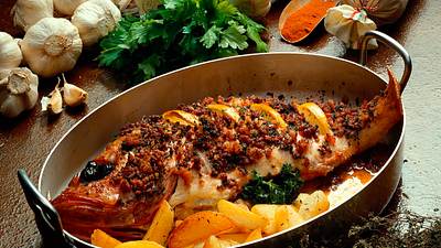 Gebackener Rotbarsch, spanische Art Rezept - Foto: Horn