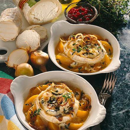 Gebackener Ziegenkäsenauf Pfirsichen Rezept Gebackener Ziegenkäsenauf Pfirsichen Rezept
