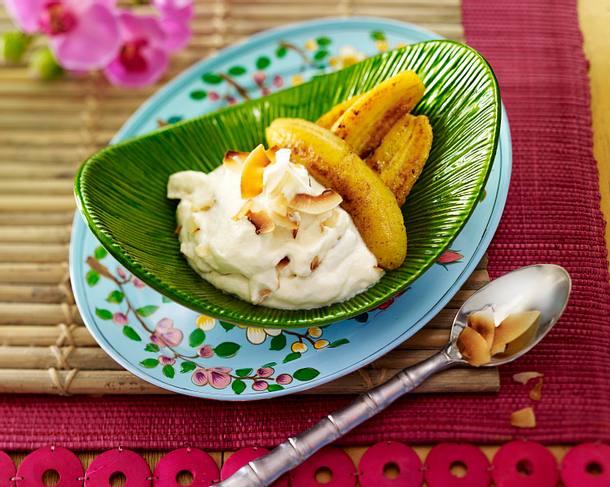 Gebratene Bananen mit Zitronengras-Kokos-Creme Rezept