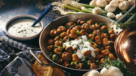 Gebratene Champignons mit Knoblauch-Thymian-Dip Rezept - Foto: House of Food / Bauer Food Experts KG
