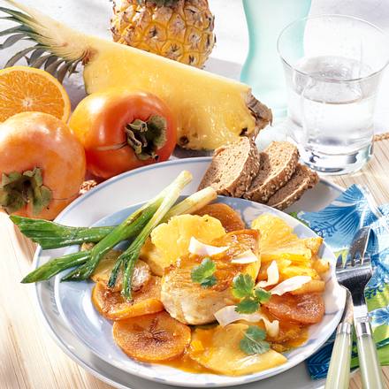 Gebratene Exotische Früchte zu Putensteak Rezept Gebratene Exotische Früchte zu Putensteak Rezept