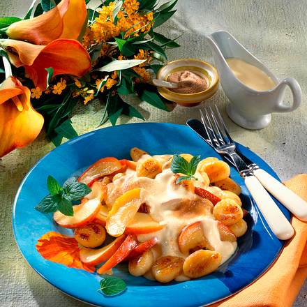 Gebratene Gnocchi mit Äpfeln und Vanillecreme Rezept