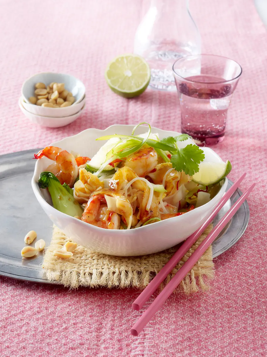 Gebratene Reisnudeln mit Garnelen Rezept Gebratene Reisnudeln mit Garnelen Rezept