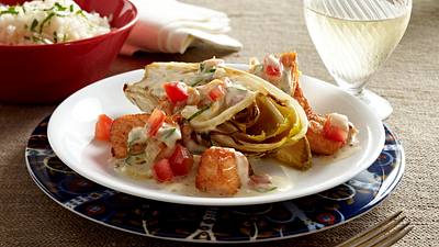 Gebratener Chicorée mit Lachs in Senfrahm Rezept - Foto: House of Food / Bauer Food Experts KG