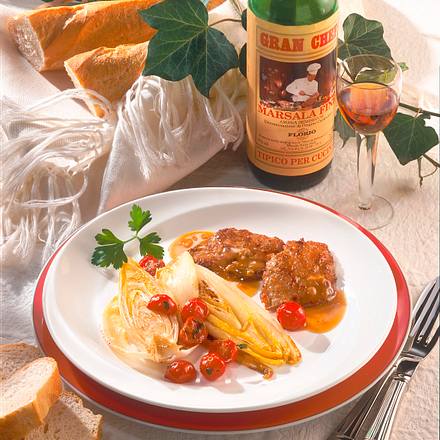 Gebratener Chicorée zu Marsala-Schnitzeln Rezept Gebratener Chicorée zu Marsala-Schnitzeln Rezept