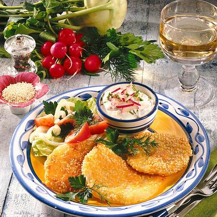 Gebratener Kohlrabi mit Quark-Dip Rezept