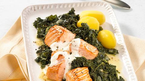 Gebratener Lachs auf Grünkohl Rezept - Foto: House of Food / Bauer Food Experts KG