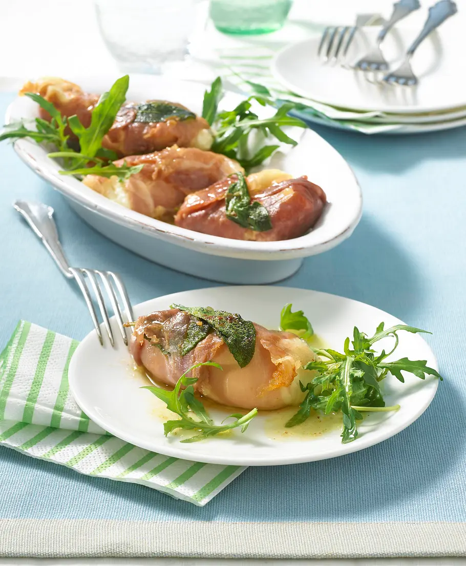 Gebratener Mozzarella in Parmaschinken Rezept Gebratener Mozzarella in Parmaschinken Rezept