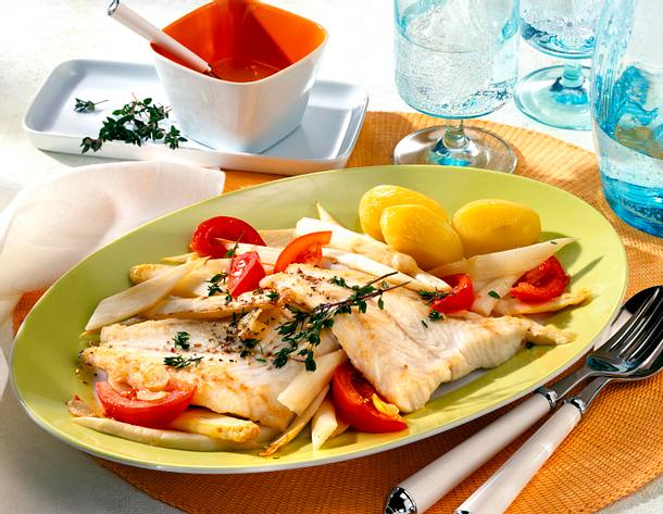 Gebratener Spargel mit Zanderfilet Rezept Gebratener Spargel mit Zanderfilet Rezept