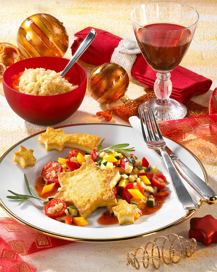 Gebratener Tofu mit Ratatouille Rezept Gebratener Tofu mit Ratatouille Rezept