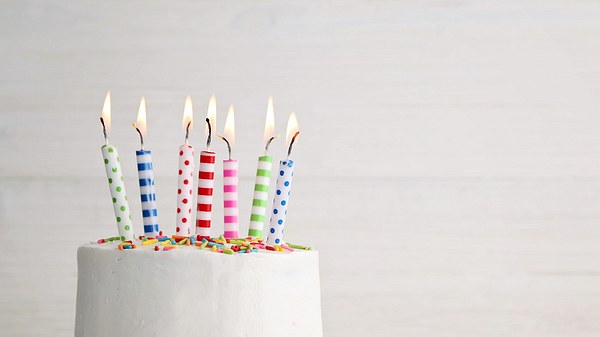 Bunte Geburtstagskerzen auf Torte mit Konfetti - Foto: iStock/kirin_photo