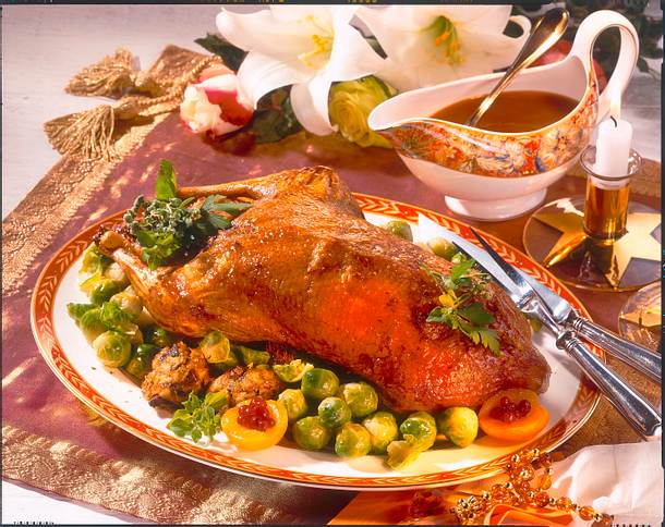 Gefüllte Ente mit Rosenkohl Rezept Gefüllte Ente mit Rosenkohl Rezept