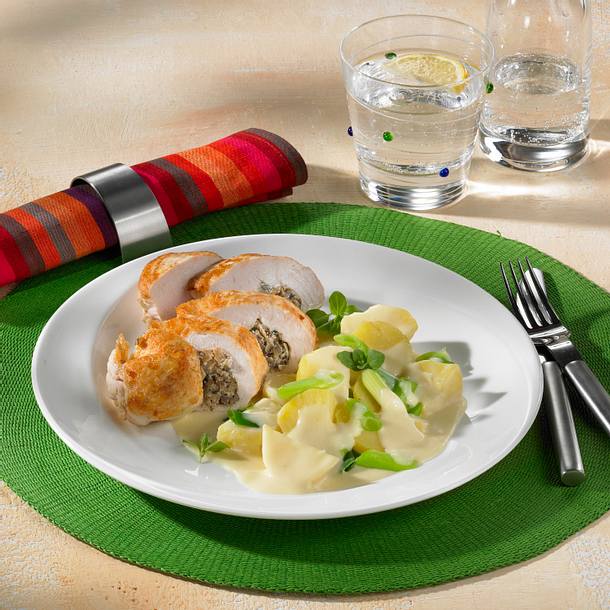 Gefüllte Hähnchenfilets mit Bechamel-Kartoffeln Rezept