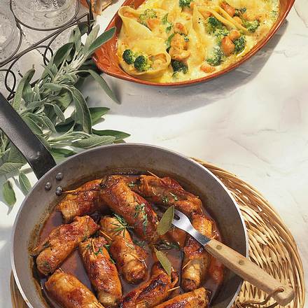 Gefüllte Muschelnudeln mit feinem Hähnchenragout Rezept