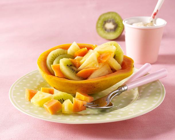 Gefüllte Papaya mit Joghurtdip Rezept