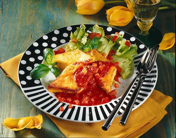 Gefüllte Polenta-Rauten mit Käsefüllung Rezept Gefüllte Polenta-Rauten mit Käsefüllung Rezept