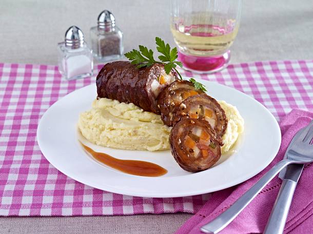 Gefüllte Rinderroulade mit Kartoffel-Senfkörnerpüree Rezept