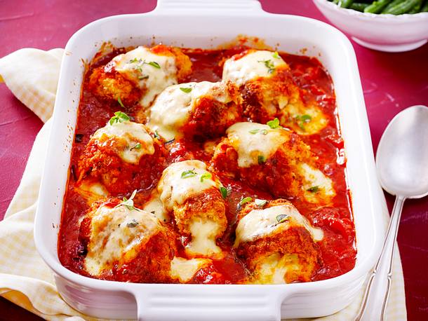 Gefüllte Schnitzelpäckchen mit grünen Bohnen Rezept Gefüllte Schnitzelpäckchen mit grünen Bohnen Rezept