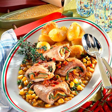 Gefüllte Schweineschnitzel mit Maissoße Rezept Gefüllte Schweineschnitzel mit Maissoße Rezept