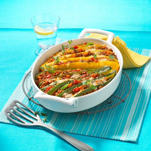 Gefüllte Zucchinifächer Rezept Gefüllte Zucchinifächer Rezept